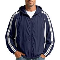 Men's Casual Lightweight Hooded Jacket Quick Dry Long Sleeve Zip Up Windbreaker for Outdoor Sports and Travel L tamsiai mėlyna spalva