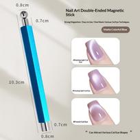 Strong Magnetic Long Double Head Nail Magnet Tool Pens Magnetic Cat Eye Gel Polish Nail Art Kit For Diy Salon Studio Or Home Use mėlyna