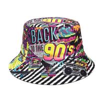 BACK 90'S Letter Print Sunscreen Panama for Women Men Summer Beach Travel Sunscreen Fisherman Hats Unisex Reversible Bucket Hat 56-58cm