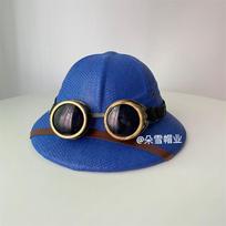 Goggles Steampunk Explorer Helmet - Sun Protection Safety Hat with Goggles, Vietnamese Cork Straw Equestrian Hat Adult   56- 62cm