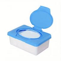 Transparent Wet Wipe Storage Box, Portable Organizer with Handle in Pink/Blue for Bathroom, Living Room, Bedroom mėlyna