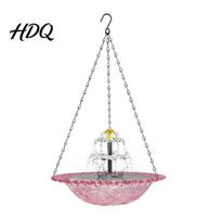 Outdoor Fountain Bird Bath Cascade 3 Tiers Solar Birdbath Hanging Hummingbird Bowl mėlyna