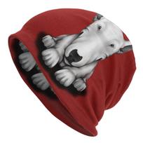 English Bull Terrier Skullies Beanies Caps Streetwear Winter Warm Women Unisex Knitting Hat Unisex Animal Pet Puppy Bonnet Hats Beanies Hat gray