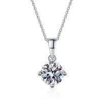 Naujas 1 karato tikro moisanito pakabukas-vėrinys moterims 100% S925 grynas sidabras apvalus deimantas kaklo grandinėlė prabangūs papuošalai GRA 1 Carat