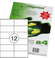 Etiketiniai lipdukai Rillprint 105x48 mm, A4, 12 lipdukų lape, 100 lapų