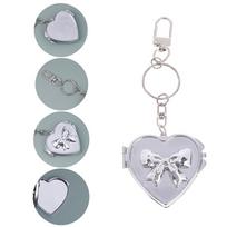 Heart Shape Bow Folding Mirror Keychain Double Sided Cosmetic Mirror Y2K Style Bag Pendant Sweet Cool Trendy  Decor