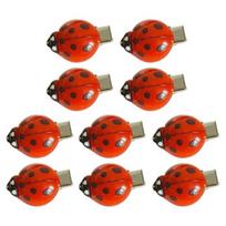 Women Hair Clips Anti-slip Teeth Ladybug Decor Hairpins Bangs Buns raudona