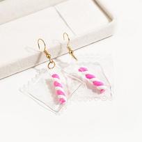 Small Fresh Contrasting Color Fruit Candy Kiwi Earrings, Asymmetrical Cartoon Squirrel Peach Earrings