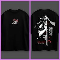 Demon Slayer Anime Yoriichi Kokushibo Dydelis Juodas Marškinėliai Vyrams ir Moterims Kvėpuojantis Aukštos Kokybės Y2K Trumpomis Rankovėmis Marškinėliai 4XL