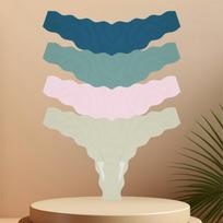 4Pcs Women's Seamless Thongs Sexy Ice Silk Wave Belt Panties Low Waist Invisible G-String Stretchy T-Back Breathable Lingerie S