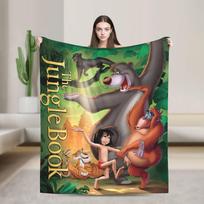 Džiunglių knygos pledai Minkštas šiltas spausdintas pliušinis mesti pledas laukui, lėktuvo kelionėms Flanelinis lovatiesė Lovos užvalkalas 75x90cm black