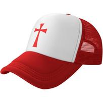 Knights Templar Cross Trucker Hat Unisex Polyester Mesh Snapback Cap for Outdoors Casual XS（old）