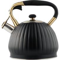 3.5L Stainless Steel Whistling Kettle Black Pumpkin Design Stovetop Water Boiler Kitchen Home Use 3.5L Black