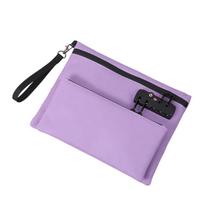 Waterproof Locking File Pouch Password Lock Passport Wallet Important Paper Organizer  Business Use violetinė