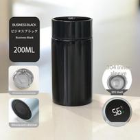 200 ml mini nerūdijančio plieno vandens buteliukas su išmaniu temperatūros indikatoriumi ir filtru, vakuuminiu izoliuotu termosu vaikams, biurui juoda