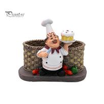Hand-painted Kitchen Decor Salt And Pepper Shakers Set, Decorative Resin Chef Statue Spice Cruet Set Organizer, Glass Seasoning Holder for Dining A