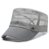 New Iron Label Full Net Breathable Flat Cap For Men Casual Breathable Shade Summer Outdoor Leisure Sunscreen Hat For Women