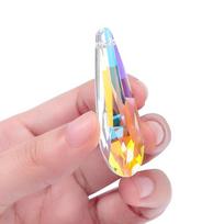 Crystal Glass Prism Pendants AB Color Hanging Suncatcher Accessories Rainbow Maker Ornament Crystal Chandelier Parts 10 Shapes beige