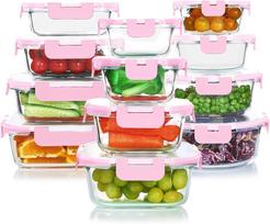 Stikliniai maisto laikymo indai Stikliniai indai maisto ruošimui - Hermetiškos pietų dėžutės 1040ml rožinė