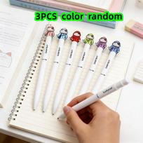 3-Pack of Black Gel Pens with Random Colors in the Shape of a Lucky Cat, Cute Cartoon-Themed Writing Pens Suitable for Holiday Gifts, School Writing,