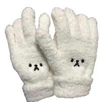 2/4/8Pcs (1/2/4 Pairs) Coral Fleece Bear Embroidered Gloves, Thick Winter Warm Cartoon Anti-Cold Outdoor Cycling Gloves for Adults, Ins-Style