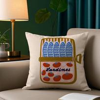 Coastal Charm Sardine Can Pillow Case Plush Fabric Soft Pillowcase Sofa Cushion Cover Throw Peach skin 18*18(CM)-1Pcs