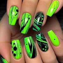 Europos ir Amerikos 24 Nagų Dailės Nagų Magija Dryžuotas Spice Girl Stiliaus Ilgas Trapecijos Formos Nešiojama Nagų Danga Jelly glue + rubbing strips*3pcs