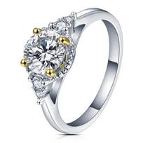 18k geltonu auksu padengtas 925 sterlingų sidabras 1,0 ct apvalus sužadėtuvių žiedas deimantinis moissanito žiedas moterims Puikūs papuošalai 10 white