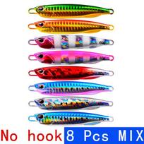 8 vnt./daug Naujas Jigging masalų rinkinys Žvejybos masalai Metalinis suktukas Šaukštelis Žuvies masalas Jigai Japonijos žvejybos įrankiai Pesca Ešerys Tunai Forelė white