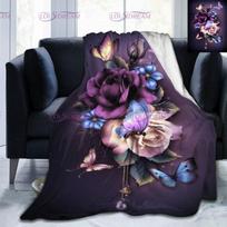 Spalvingas drugelio gėlės pledas Minkštas pliušinis 3D spaudinys Lengvas flanelinis pledas sofai, lovai, sofai, vaikams, moterims, dovana 75x90cm