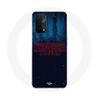 Coque pour Oppo A54 5G Stranger Things logo Fond Bleu de la saison 2