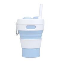 Creative Folding Silica Gel Cup Convenient Straw Coffee Cup Retractable Silicone Cup 450ml