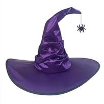Helovino kepurė Spider Šikšnosparnio dekoras Kampuota raganos skrybėlė riesta dideliais kraštais burtininkės Cosplay Haunted House karnavalinio vakarėlio kostiumas violetinė