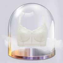 Summer ultra-thin steel-rimless underwear women's full cup, big chest, small lace, breathable, double breasts, anti-sagging bra cover 105F beige