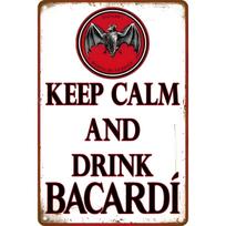 Room Decor  Rum Retro Metal Iron Sign Keep Calm and Drink Bacardi Wall Decor Vintage Style Bar  Cafe Art Home Kitchen Deco 20x30cm（7.8x11.8inch）