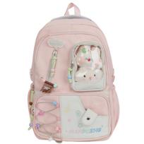 High value, fresh and sweet wind backpack, dopamine transparent pain bag, Korean version of fashionable primary and secondary school schoolbag single package rožinė