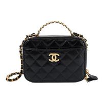 Chanel CC logotipas tuščia rankena deimantinė dygsniuota reljefinė karvės odos grandinėlė maža kosmetinė rankinė ant peties moteriška juoda Shopping Bag Set(Basic Set+Shopping Bag) juoda