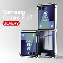 Airbag Wrapped Drop-resistant Snap Link Transparent Phone Case for Samsung Galaxy Z Flip 7 flip7 Camera Protect Cover Galaxy Z Flip7 gray