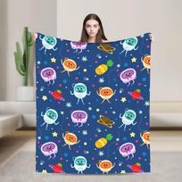 Bumble Nums Space Birthday Blankets Super Simples Airplane Flannel Throw Blanket For Couch Chair Sofa Bed Soft Warm Bedspread 75cmx90cm