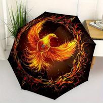 Phoenix Rising: Fiery Bird of Fire Emblem Artwork Umbrella, Cute Umbrella with Cute Design, Portable 3-Fold Compact Umbrella for Men & Women, Valentin