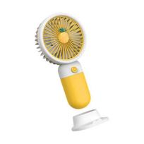 Mini ventiliatorius Daugiafunkcis Vėsus Įkraunamas Vasaros Animacinis Vaisinis Rankinis Mini Ventiliatorius Telefonui Laikiklis Bendrabučiui geltona