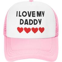 I Love My Daddy Heart Print Trucker Hat Adjustable Mesh Baseball Cap for Kids One Size