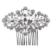 Vintage Hair Comb with Rhinestone Wedding Elegant Alloy Comb Barrette for Thick Curly Hair Styling sidabras