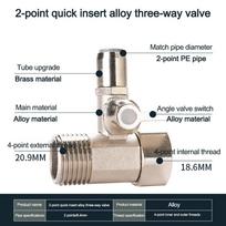 Brass Water Purifier Tee Connector Stainless Steel Three Way Ball Valve  Water Purifier 1/4" Alloy
