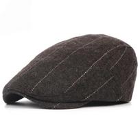 Casual Herringbone Grid Newsboy Caps Flat Breathable British Painters Hats Soft Wool Blend Peaked Cap kava