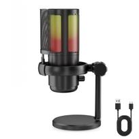 USB Condenser Microphone for Gaming Cardioid Polar RGB Plug Touch Noise Pop Shock Volume Headphone Ideal for Content Video Compatible with PC, juoda