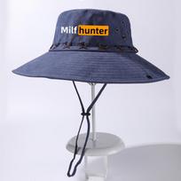 Milf Hunter Print Retro Outdoor Hiking Hat Men 10cm Wide Brim Sun Hat UV Protection Fishing Safari Cap Fixed WindRope Bucket Hat 56-58cm tamsiai mėlyna