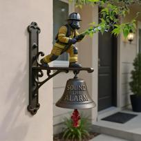 Firefighter Door Bell, Hydrant Wall Bell, Commemorative Doorbell, 29cm Metal Resin Cast Chime, Durable Mounted Fire Tribute Decor for Patio, Porch, balta