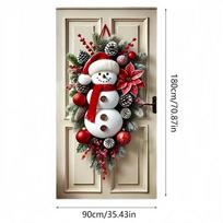 Christmas Door Decor Snowman Cute Ornaments Christmas Door Banner Large Ornaments for Indoor Outdoor Wall Living Room Patio raudona