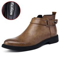 Genuine Leather Mens Winter Boots Comfortable Warm Fur Lined Non Slip Business Casual Ankle Boots Cold Weather Shoes for Men 37